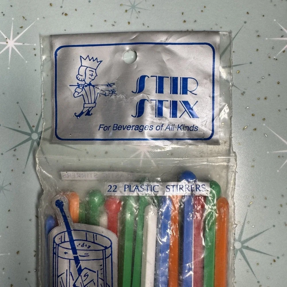 VINTAGE 1950s SOODHALTER 22 Stir Stix Cocktail Coffee Sticks Stirrers NOS Sealed